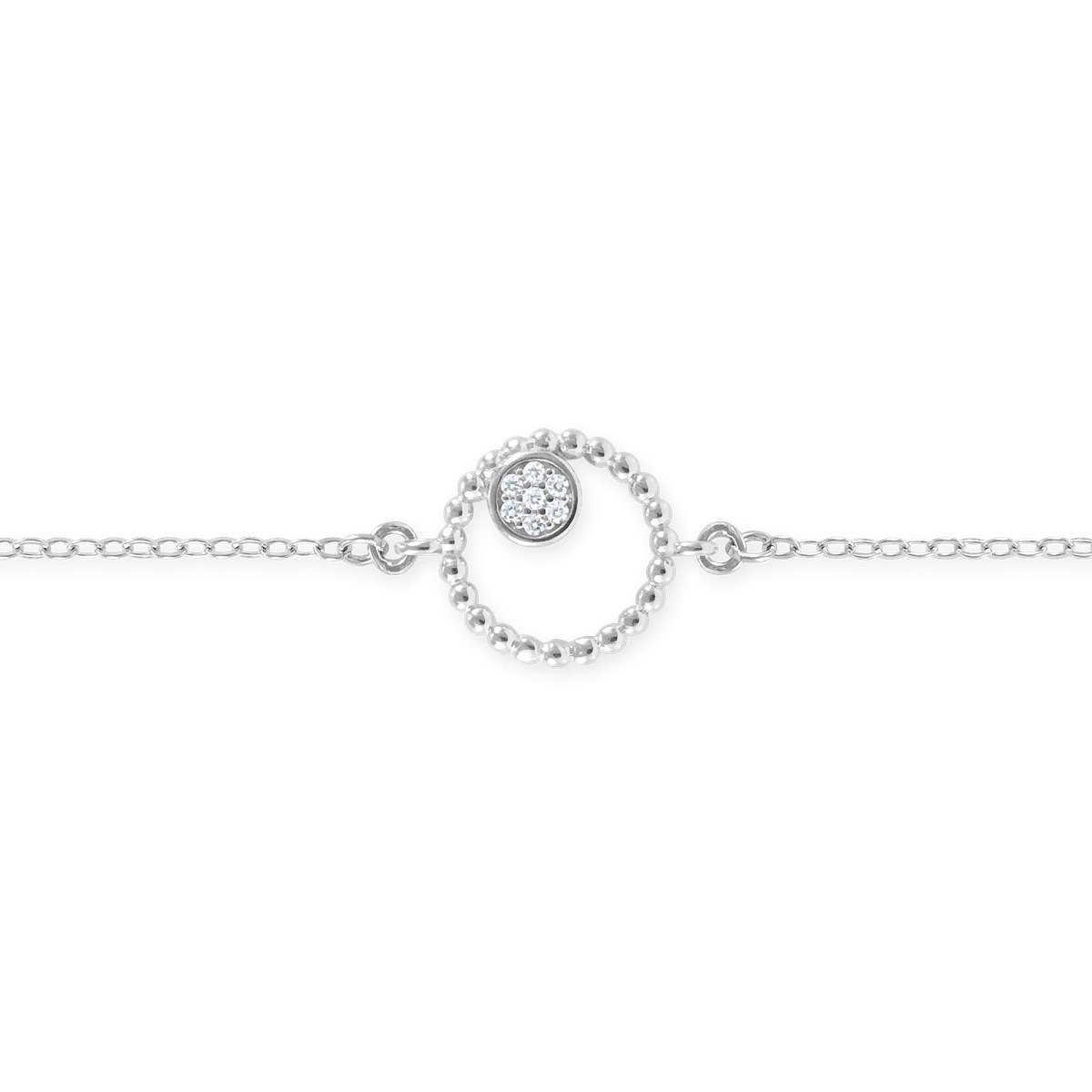 Bracelet en argent 925 rhodié avec oxydes de zirconium