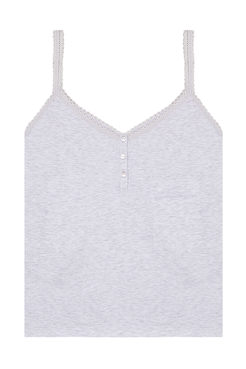 Pijama curto, 100% algodão, com suspensórios cinza - cinza