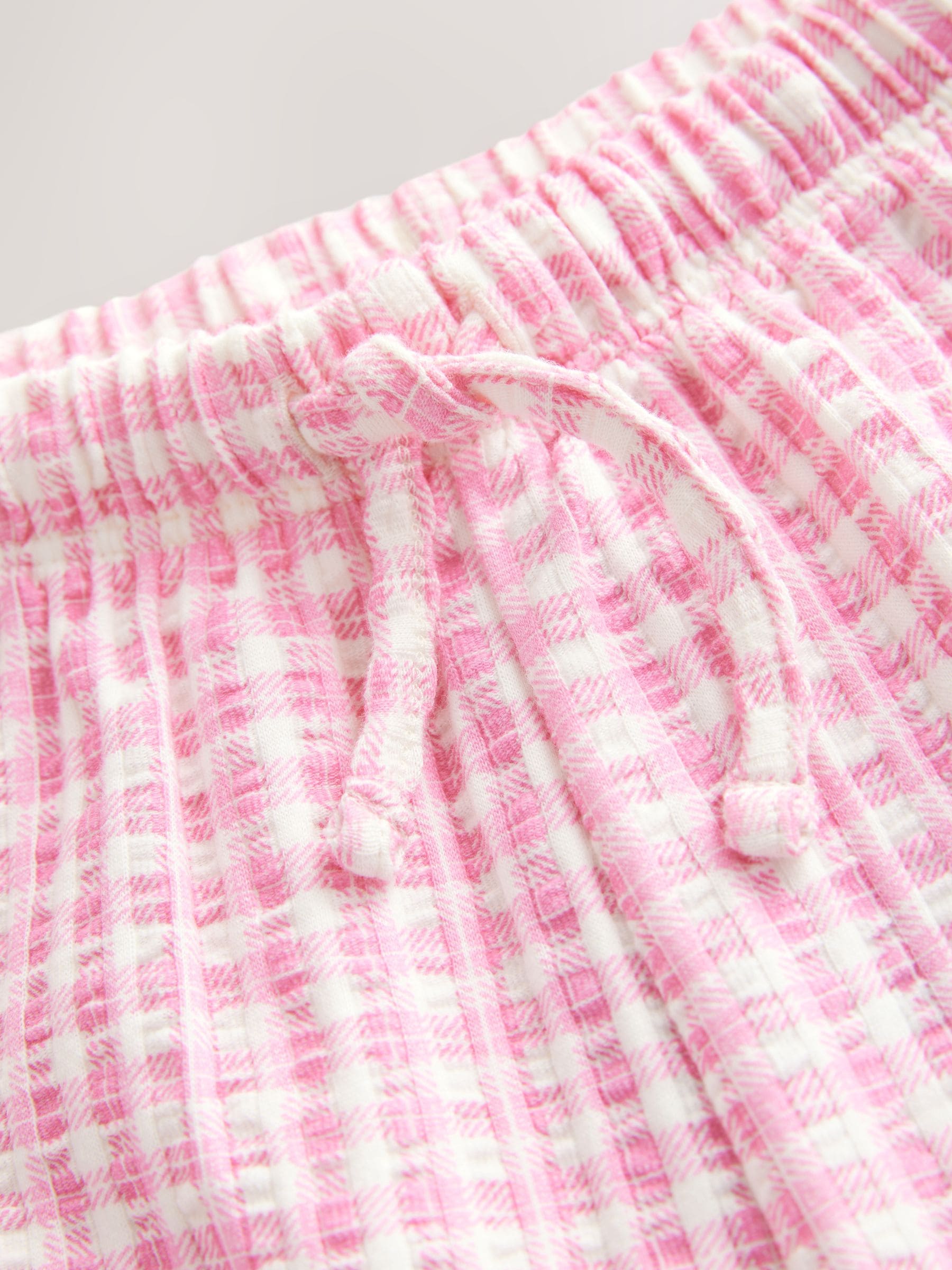 Roze gingham - Broek met wijde pijpen (3mnd -7jr)