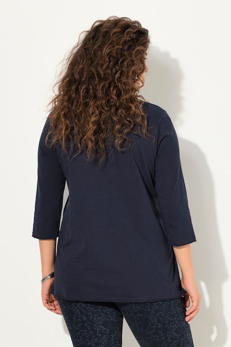 Shirt, Herzmotiv, A-Linie, V-Ausschnitt, Langarm