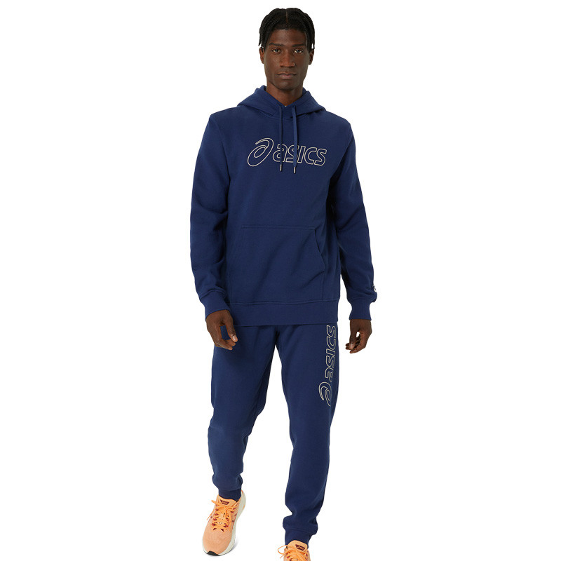 Sweat molleton Capuche Asics logo bleu marine