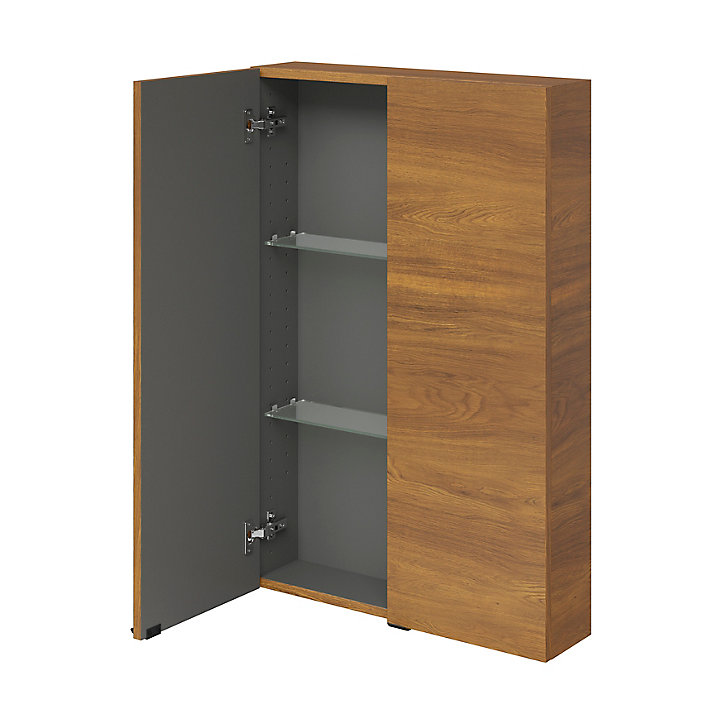 Armoire de salle de bains faible profondeur GoodHome Imandra décor noyer L. 60 x H. 90 x P. 15 cm