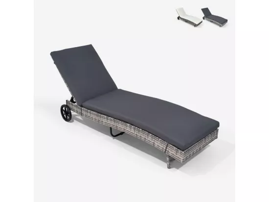 Chaise longue de jardin inclinable en rotin avec roues Cala Rossa