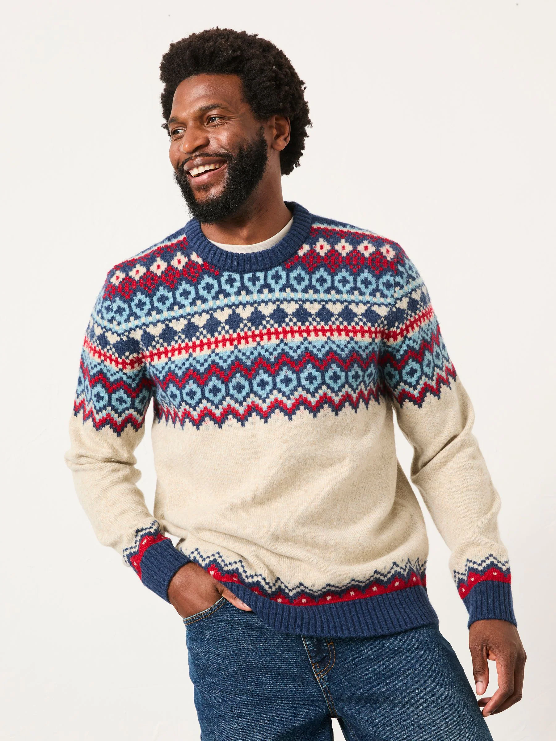 FatFace Knitted Fairisle Crew Jumper