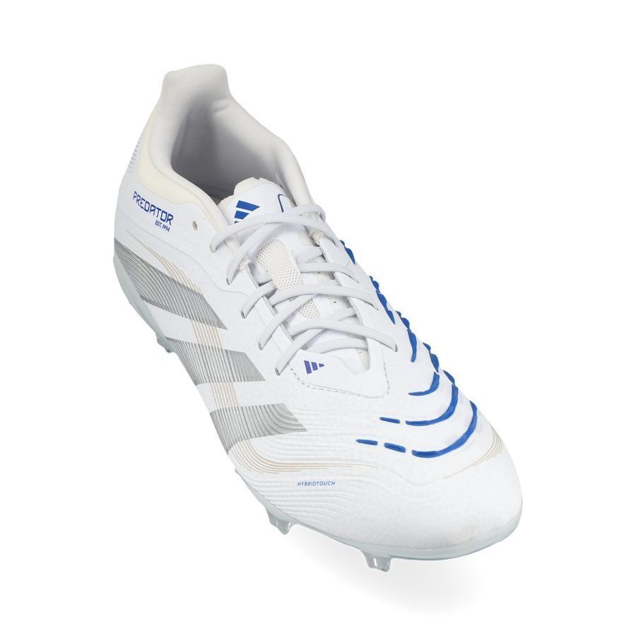 adidas Predator Elite FG Polar Victory - Blanc/Argenté/Bleu Enfant