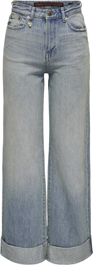 ONLY ONLBROOME HW WIDE FOLD UP RED DNM T Light blue denim