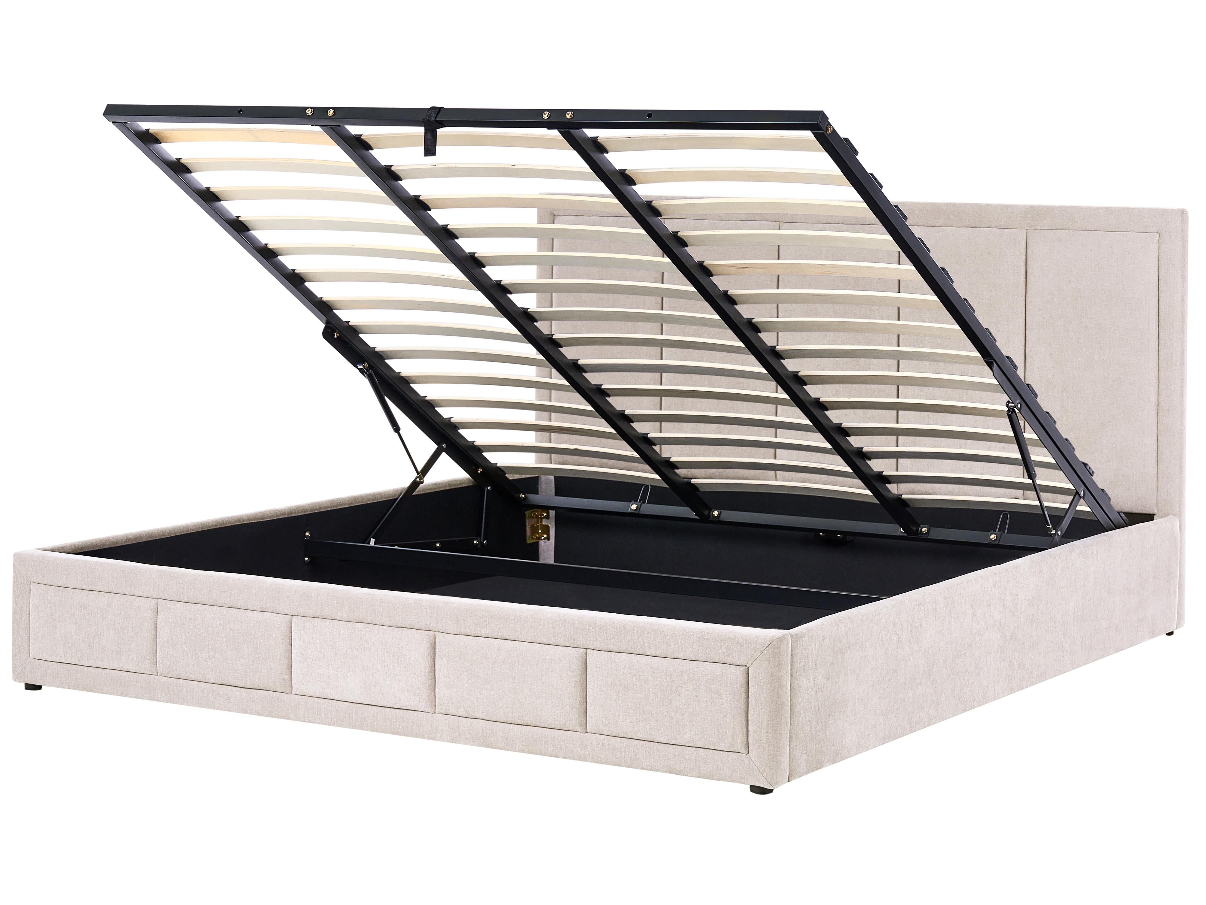 Bed met opbergruimte Chenille QUIBERON 180 x 200 cm Taupe
