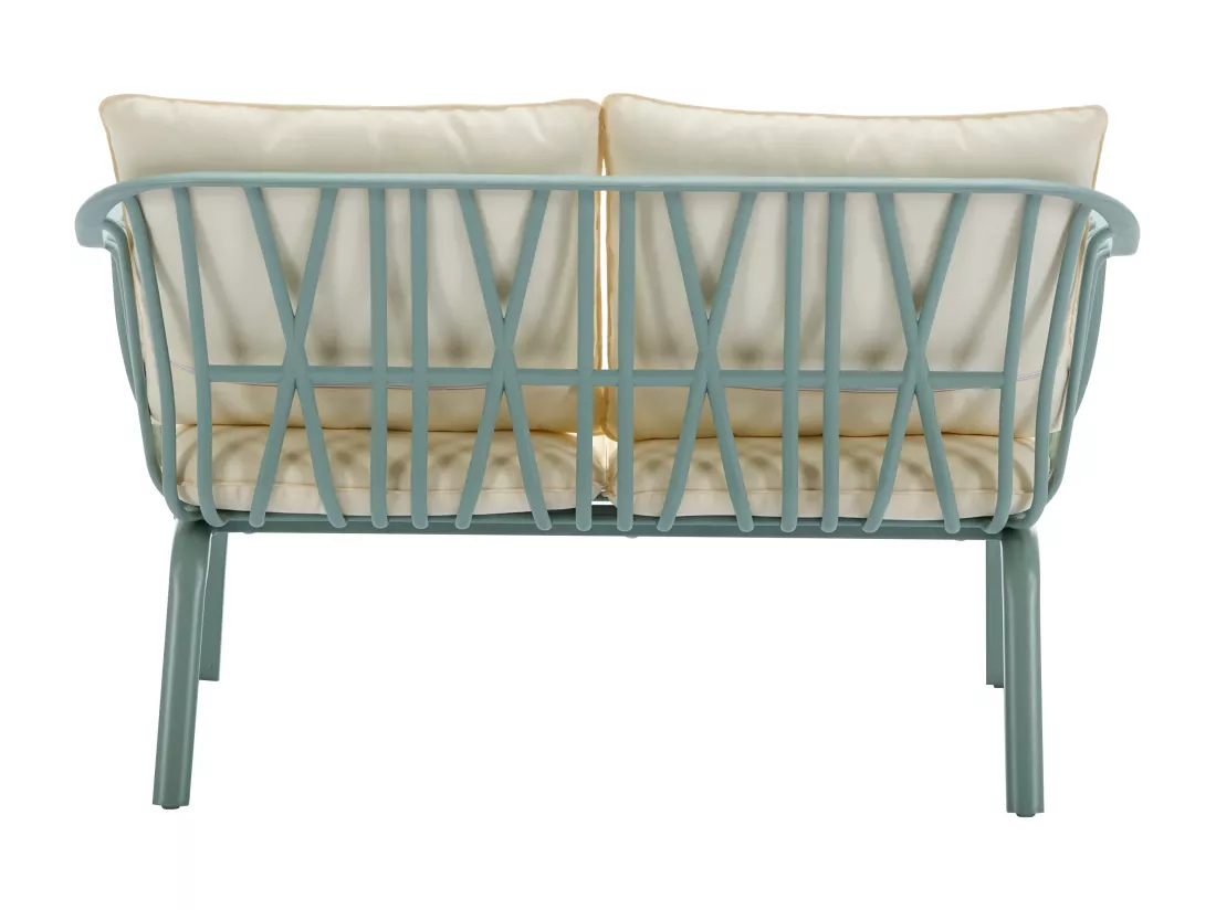Salon de jardin en polypropylène et métal : un canapé 2 places, 2 fauteuils et 2 tables basses - Vert amande - LOYNA de MYLIA