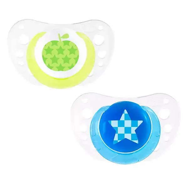 Chicco Physio Forma Air Silicone 6-16m Lot de 2 + Boite de Stérilisation Poisson Pomme