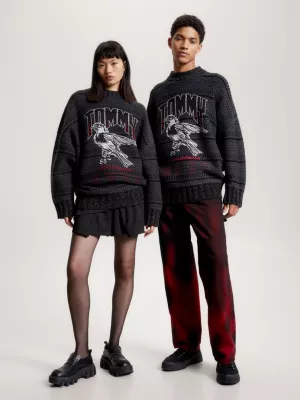 Suéter oversized com estampa de tranças