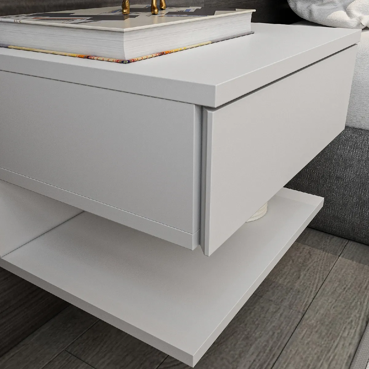 Decorotika Table de chevet flottante Vivid - Blanc