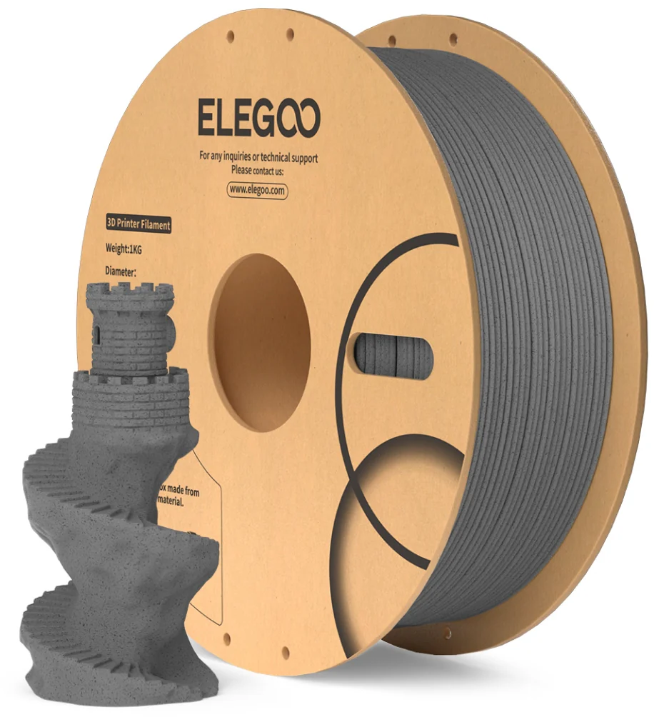 Elegoo  PLA Marble Cement Grey, 1,75 mm / 1000 g    Hochwertiges PLA Filament in edler Steinoptik