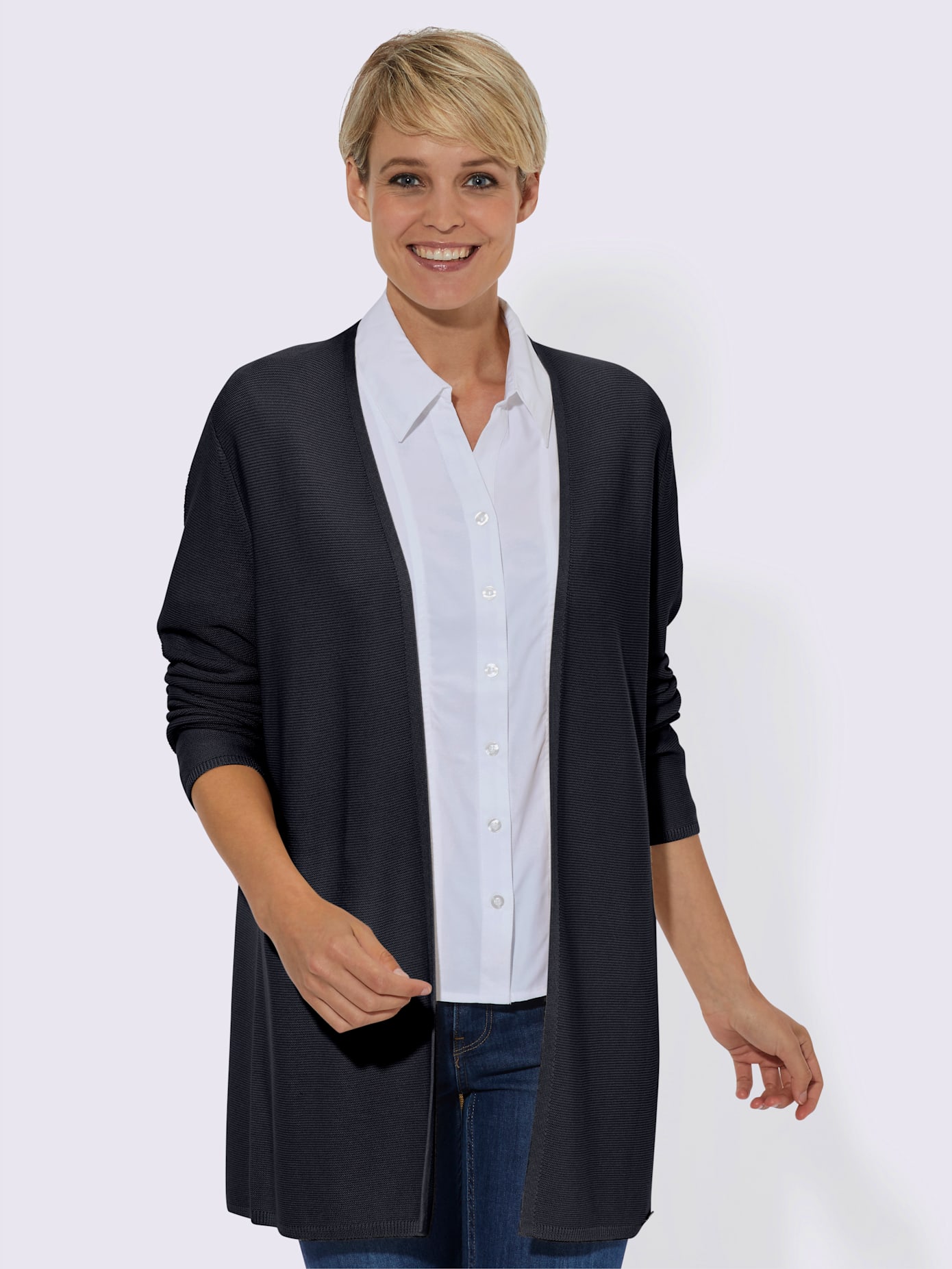 Veste en tricot coupe ouverte affinante