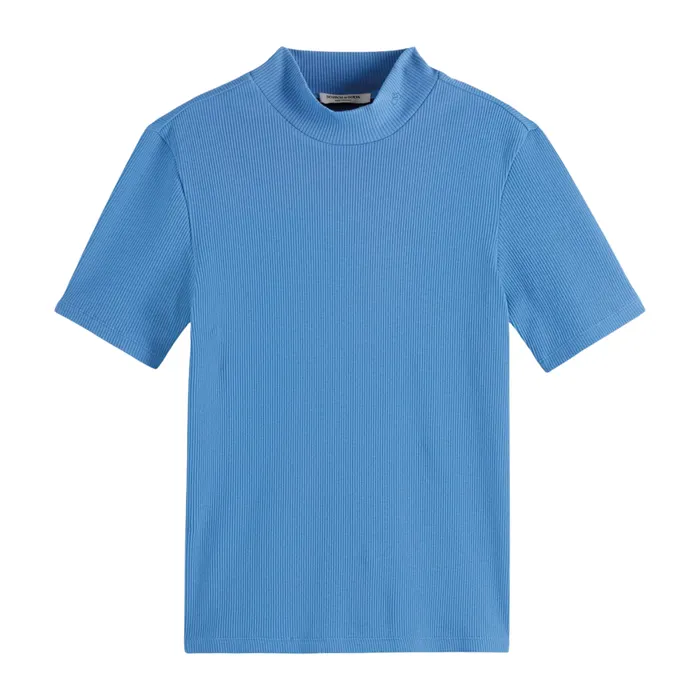 Scotch & Soda Mock Neck Rib Shirt Dames