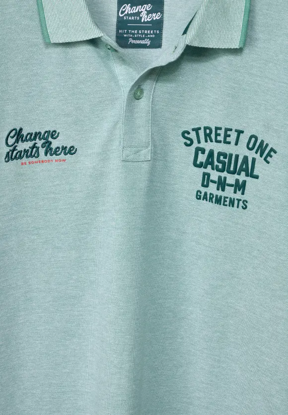 Piquée Printmix Poloshirt - dust green
