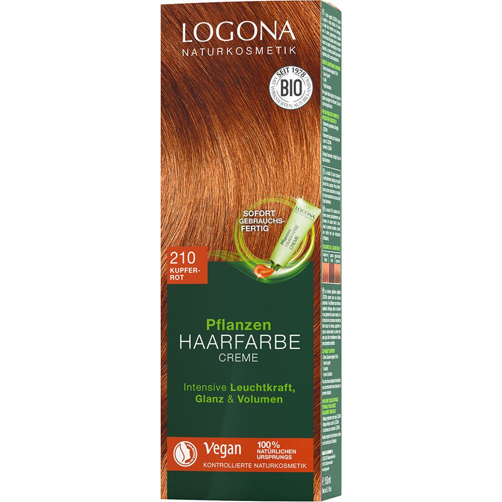 LOGONA Naturkosmetik Pflanzen-Haarfarbe Creme 210 Kupferrot