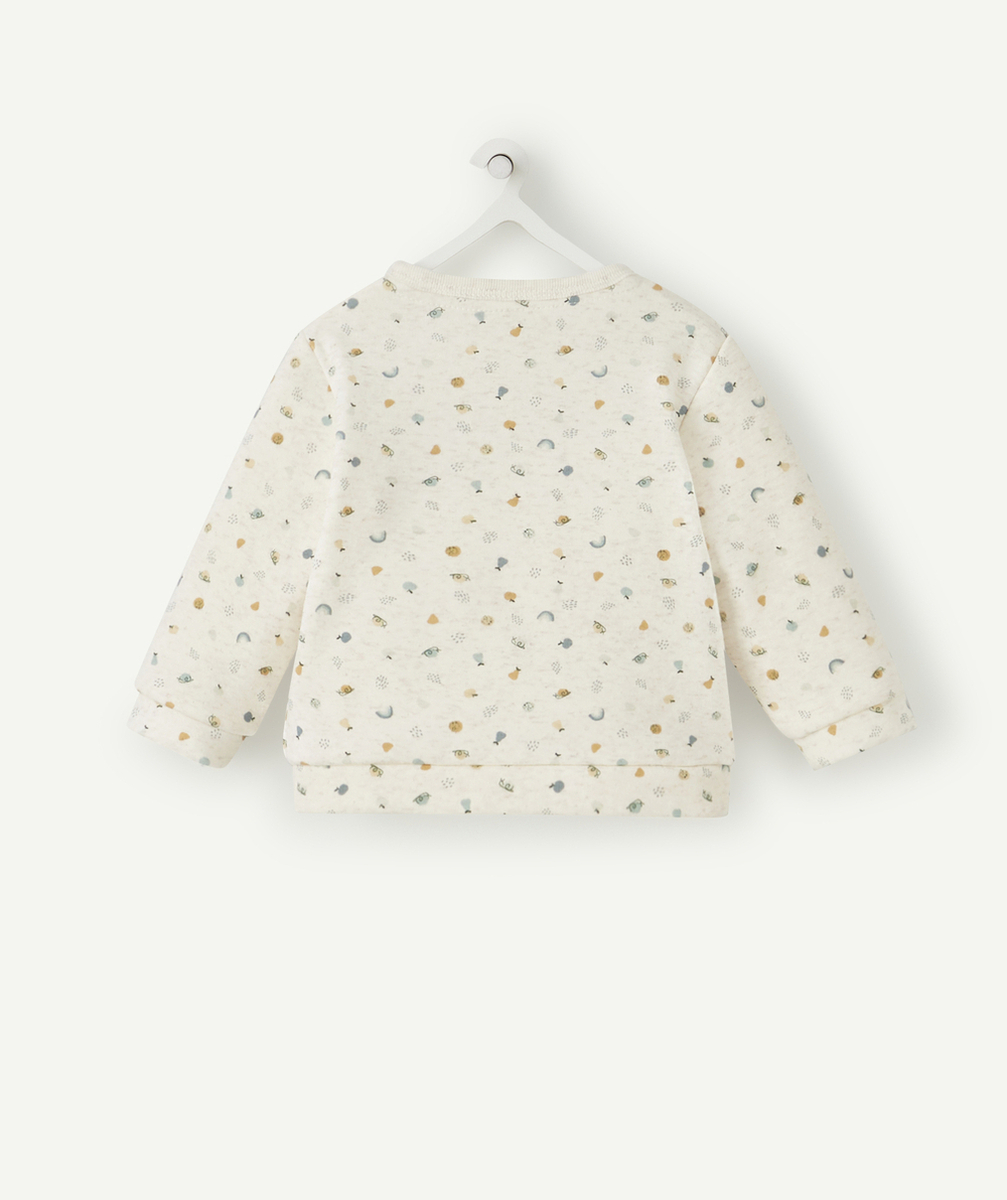 SWEAT BÉBÉ EN FIBRES RECYCLÉES ÉCRU CHINÉ ET IMPRIMÉ