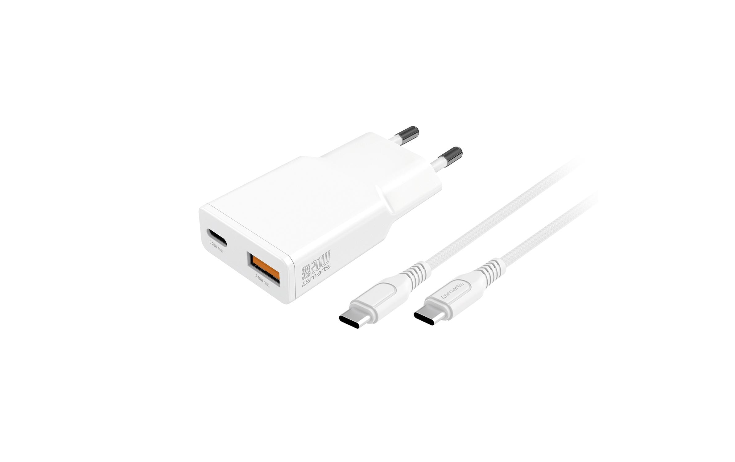 Netzladegerät PDPlug Slim Duos GaN 1C+1A , weissLadegerät PDPlug Slim Duos 20W GaN 1C+1A und USB-C