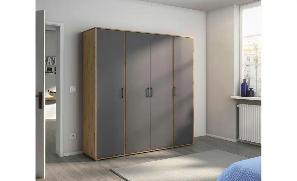 Drehtürenschrank Absetzung: Eiche Artisan 187 cm 4 Stück