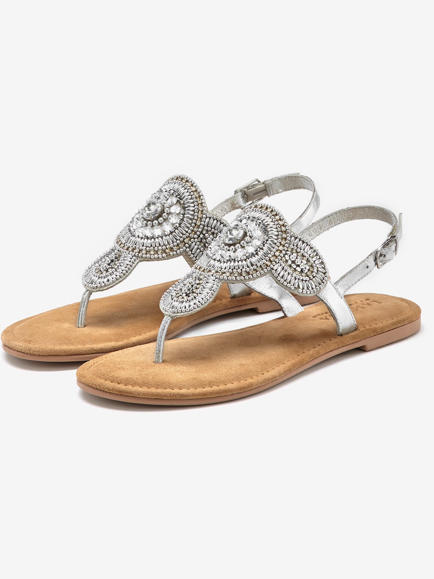 Tongs sandales avec petites pierres fantaisie et perles décoratives