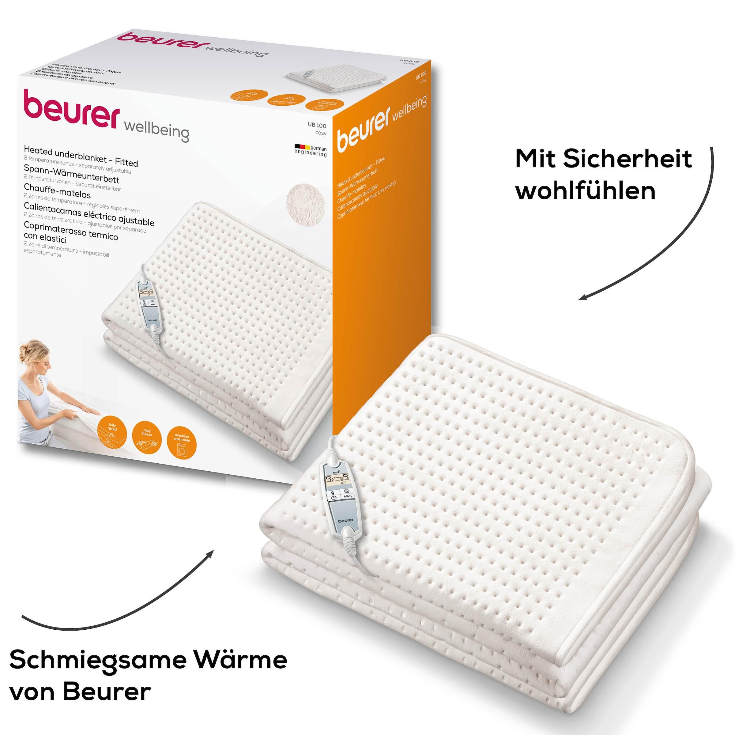 BEURER Wärmeunterbett »UB 100 für ein kuschelig warmes Bett, maschinenwaschbar« Spannbetttuch-Form, mit 2 Wärmezonen für Körper und Füsse