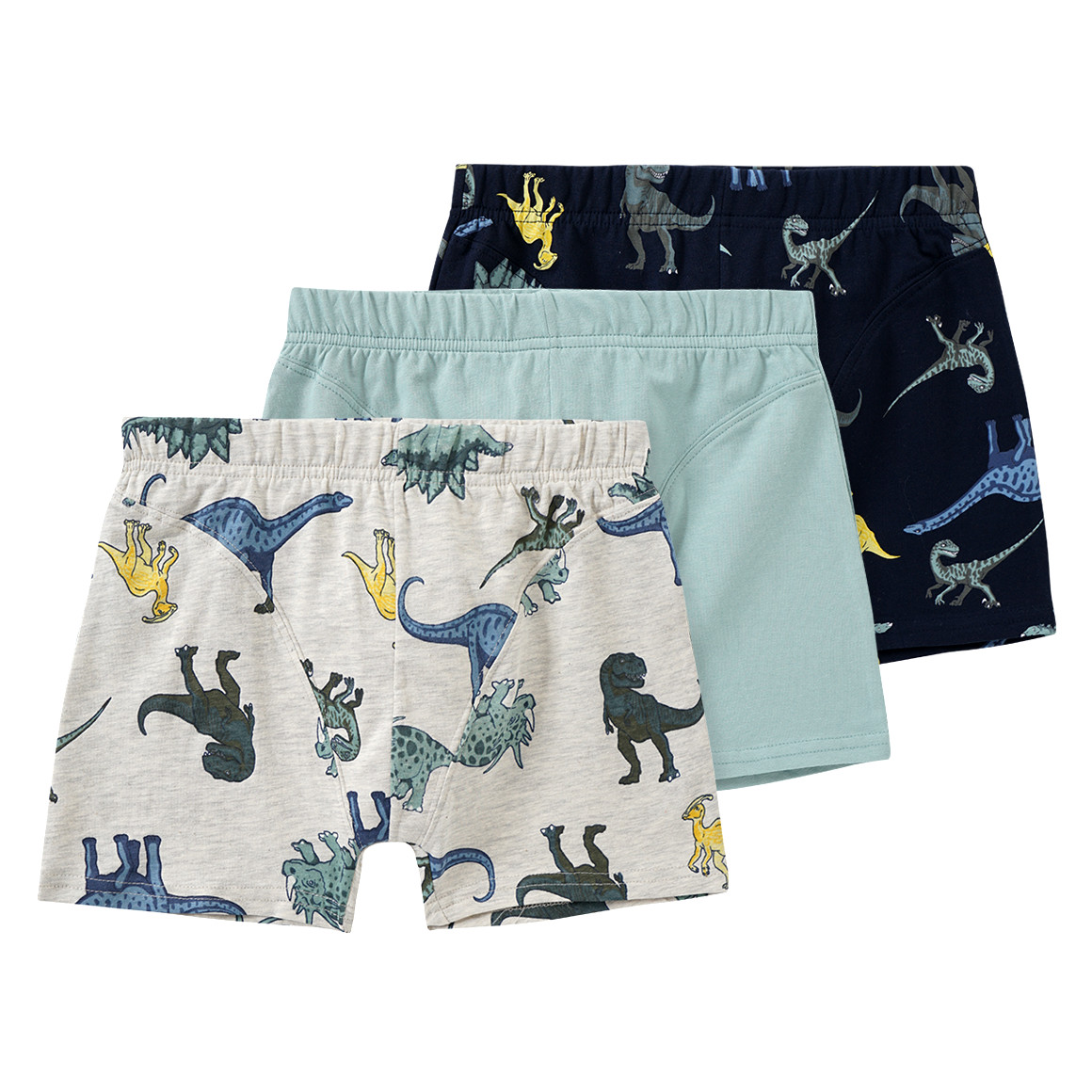 Topolino 3 Jungen Boxer mit Dino-Prints dunkelblau / türkis / hellgrau