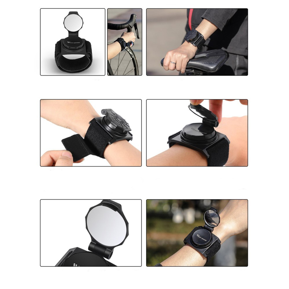 360° Universal Fahrrad Klapp Rückspiegel Velo Spiegel Armband - Schwarz