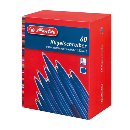Herlitz Druckkugelschreiber, Strichfarbe blau, 60 Stück