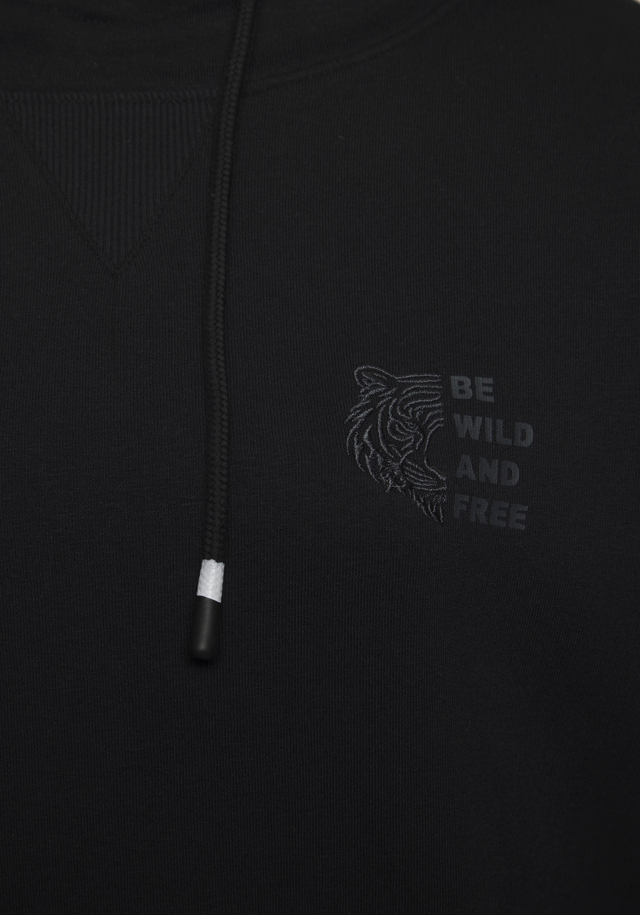 Buffalo Kapuzenpullover mit Kontraststickerei und seitliche Taschen