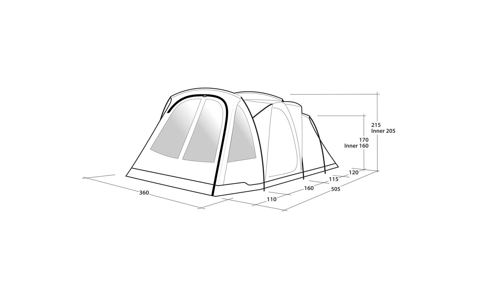 Outwell Springwood 6SG Tunnelzelt Blau für 6 Personen