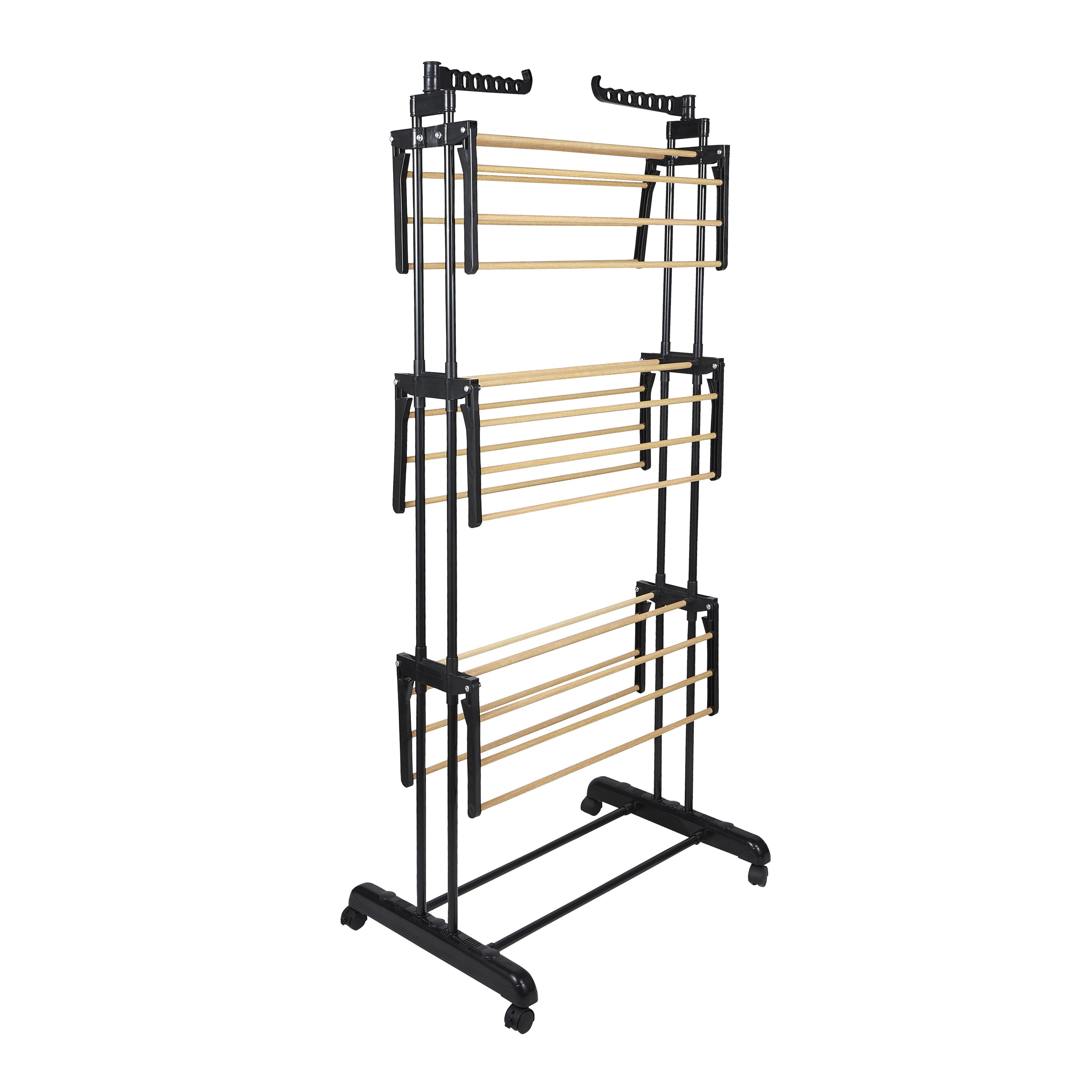 ETENDOIR EFFET BOIS 3 ETAGES 73X64X173CM