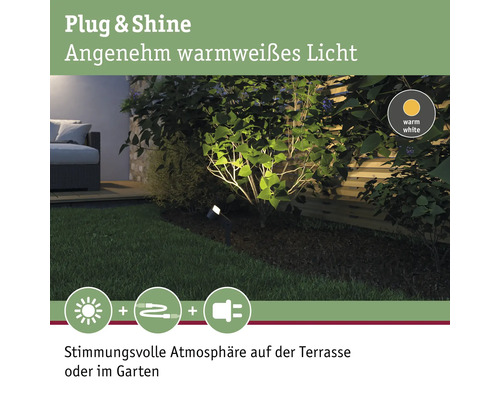 Paulmann Plug & Shine LED tuinspot 6W 450 lm 3000 K IP65 Ito horizontaal enkel licht antraciet 230/24 V