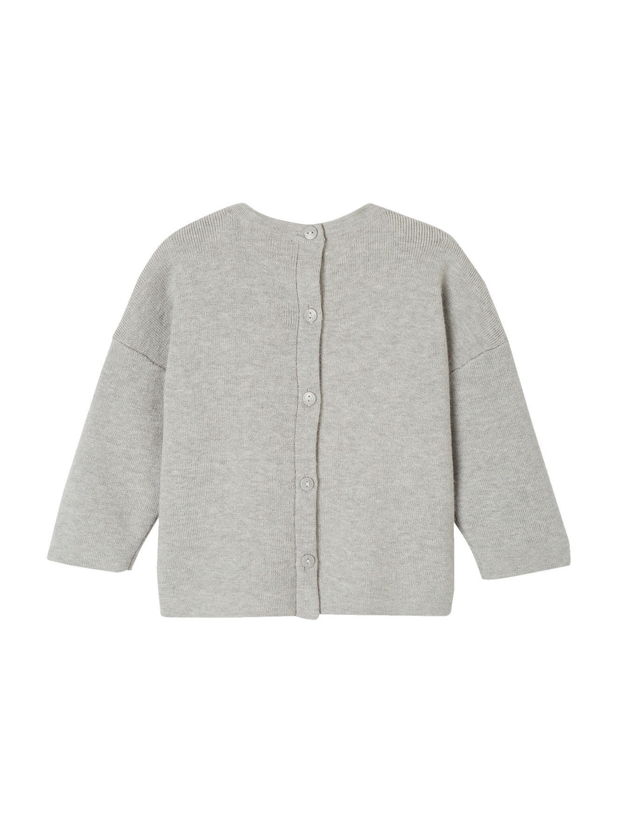 Vertbaudet Flauschiger Baby Pullover AMOUR grau meliert