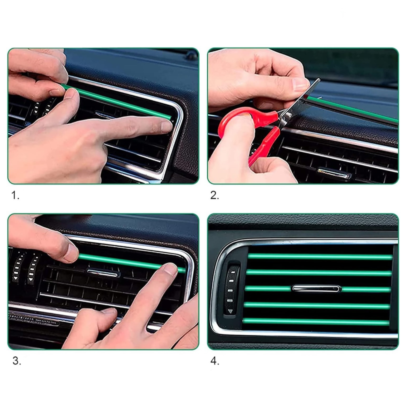(10er Set) 20cm Auto Lüftungsgitter Dekoration KFZ Innenraum Accessoire - Grün