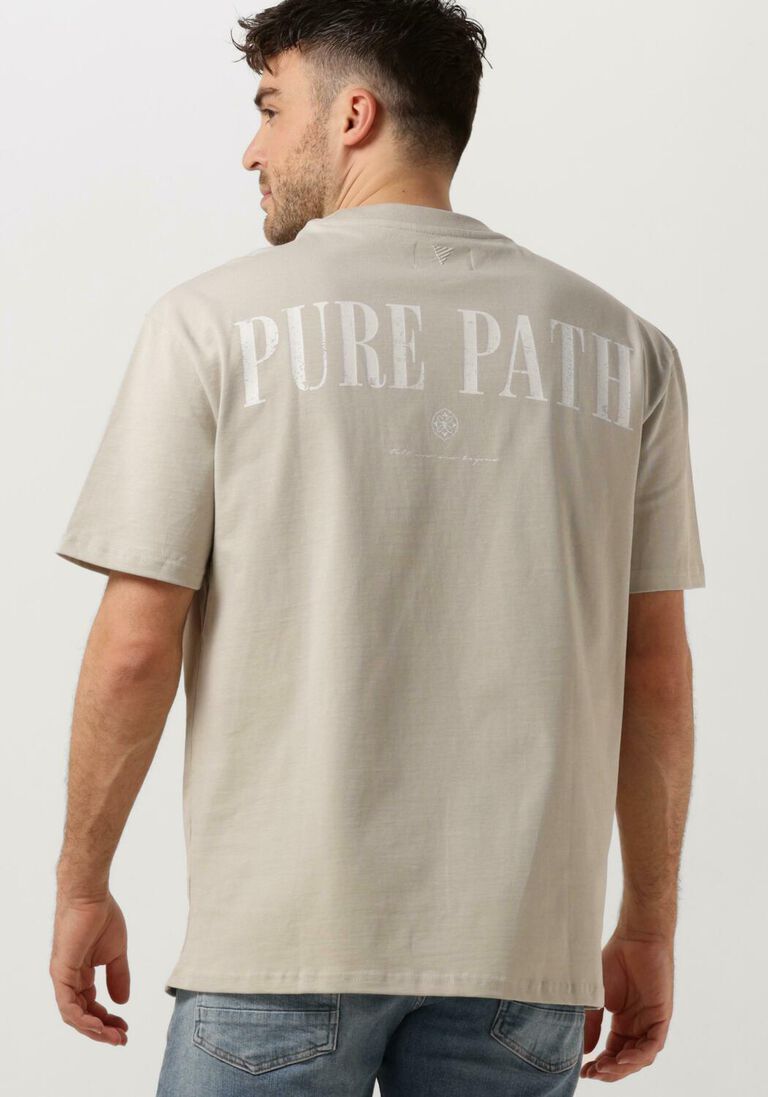 PURE PATH zand pure path t-shirt tshirt with back print and small frontprint