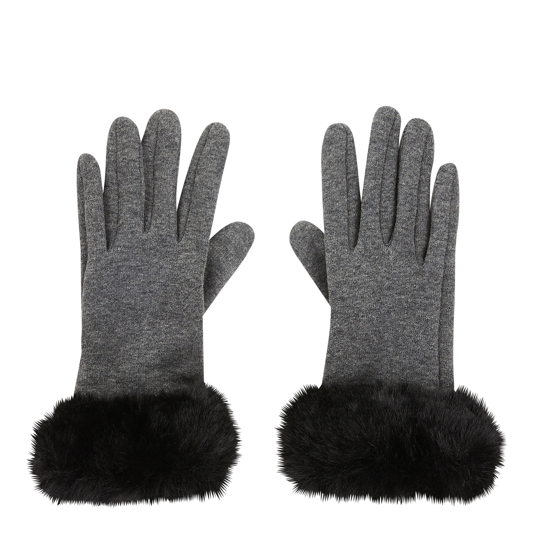 Gants avec fausse fourrure | Gris
