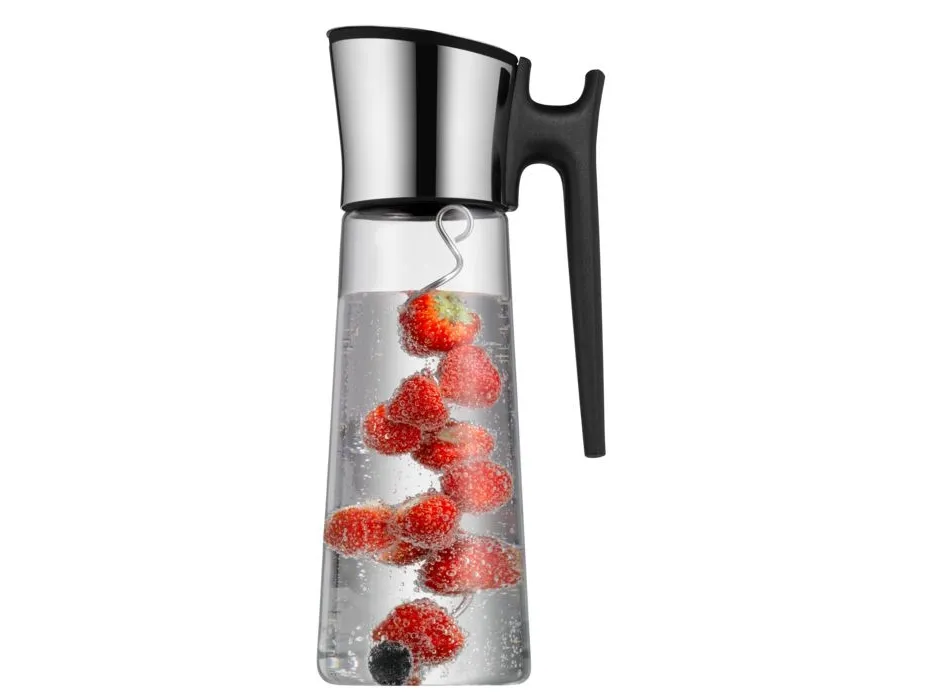 WMF Vandkaraffel med håndtag 1,5 l sort Basic - Karaffel - 1,5 l - Sort - Metallisk - Transparent - Glas - Silikone - Rustfrit stål - 150 mm - 310 mm (0618046040)