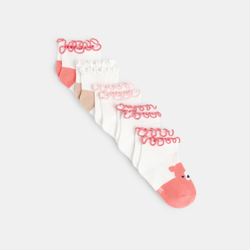 Socquettes bords festonnés (lot de 5) orange bébé fille