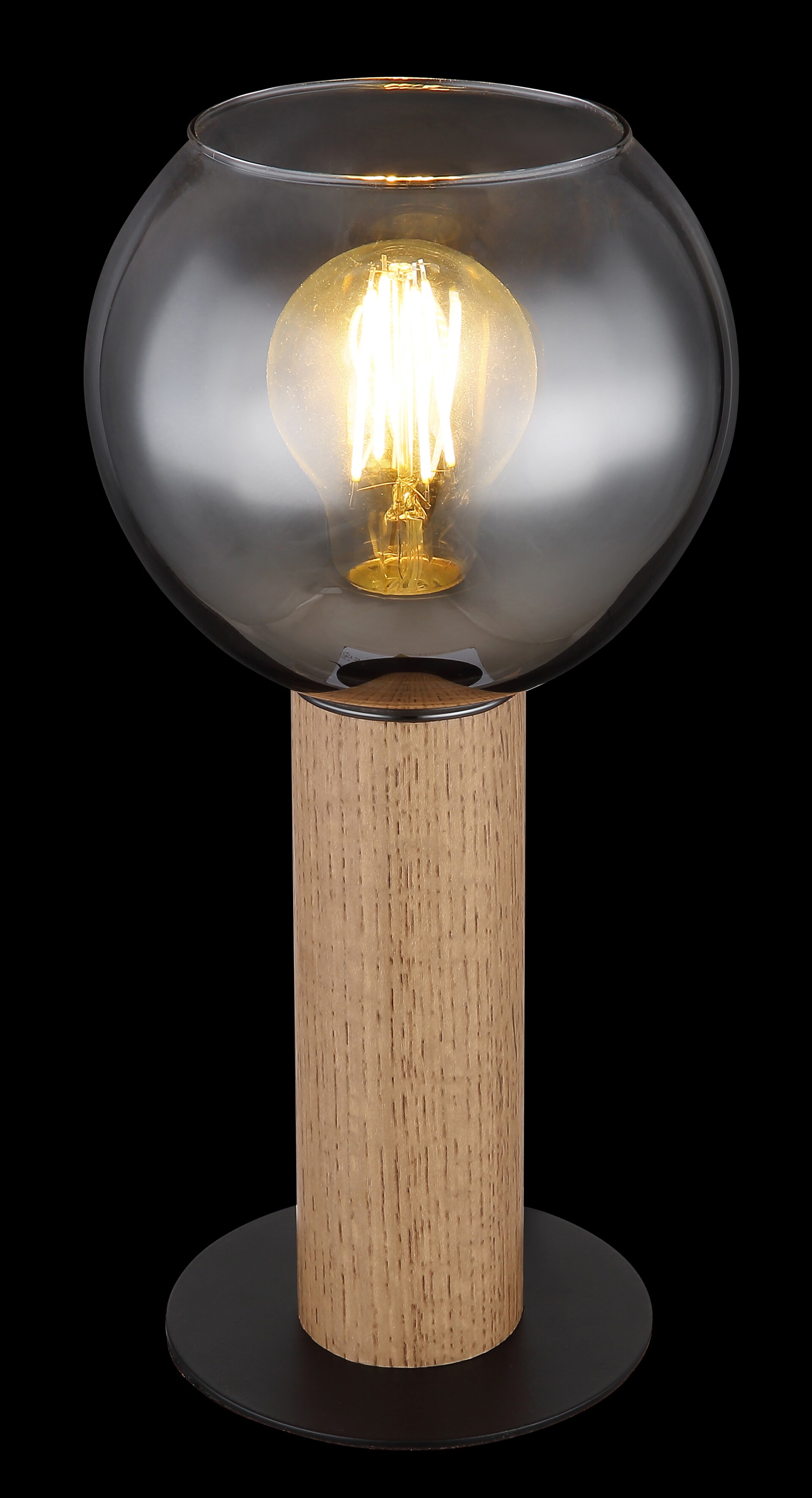 GLOBO Retrofit Tischlampe Moitas Naturfarbig /Schwarz /Rauch 15x15cm H30cm