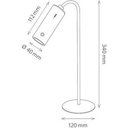 Lampe de bureau à LED rechargeable Flare spot, blanc