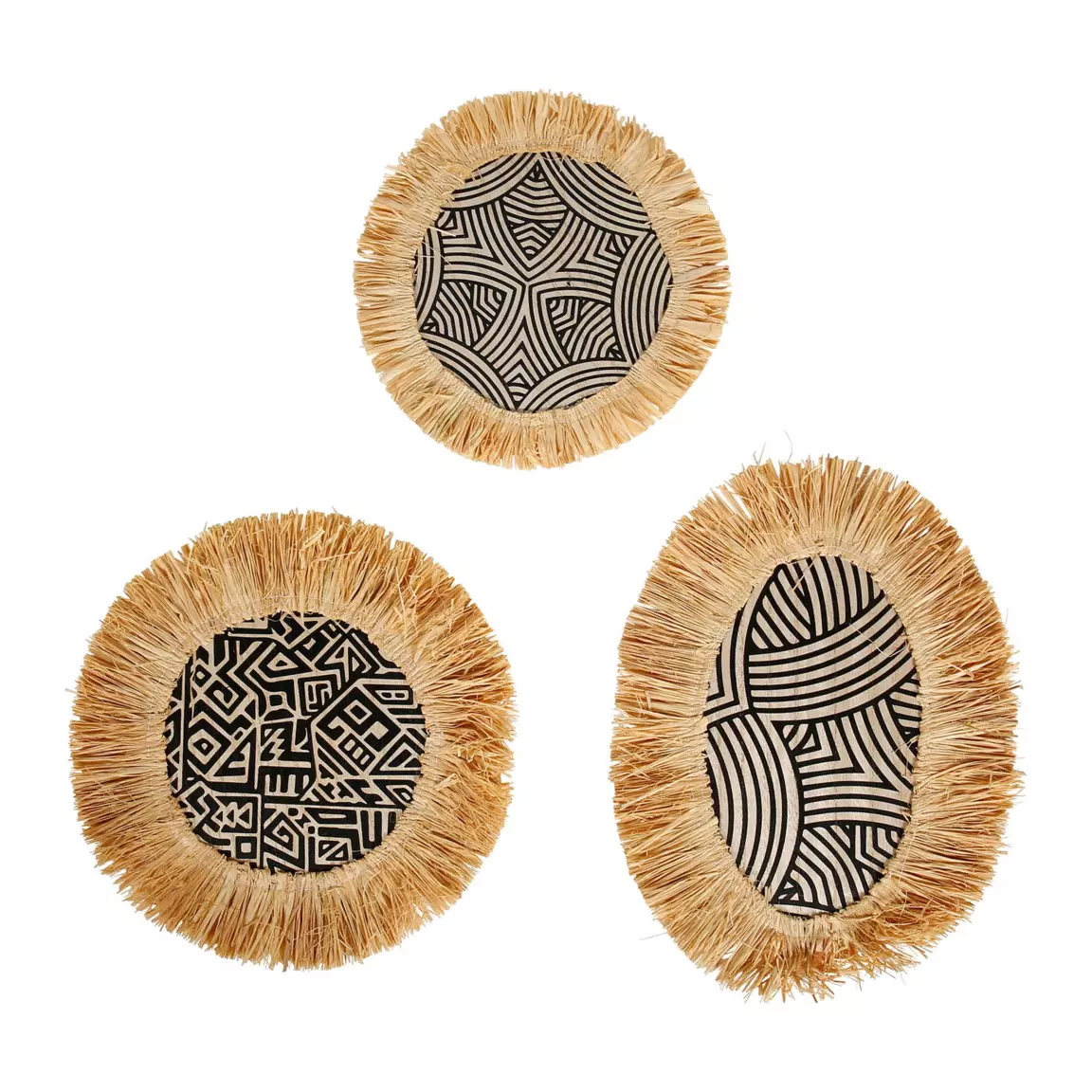 Lot de 3 décorations murales fibres naturelles (H32 cm) Nairobi Noir