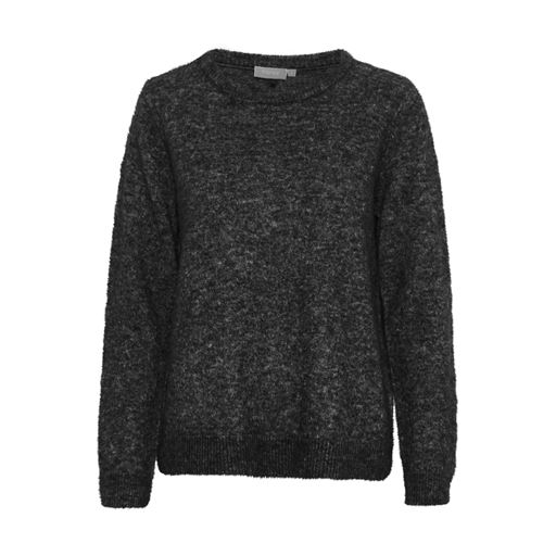 Fransa Langærmet Striktrøje, Charcoal Melange, XL