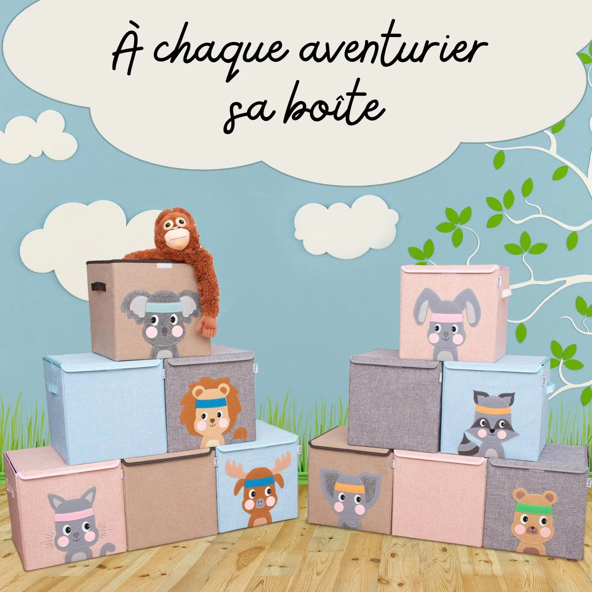 Boîte de rangement en tissu pour enfant 