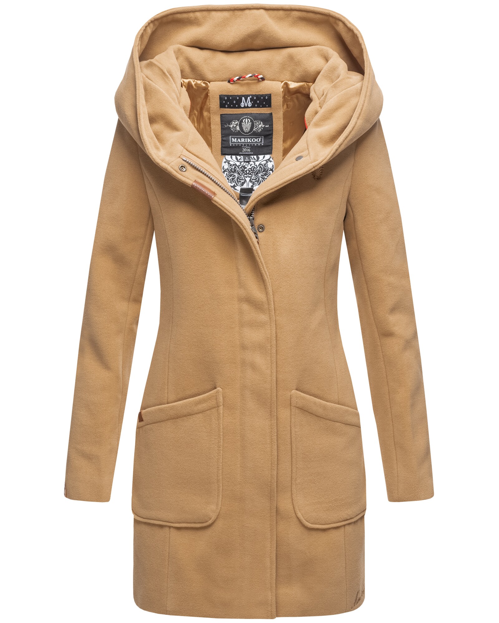 MARIKOO Damen Hochwertiger Wintermantel Mantel Trenchcoat Mit Kapuze Maikoo