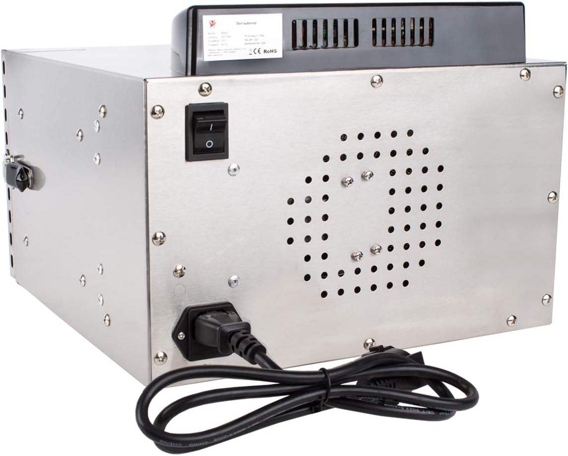 Beeketal 'BDA-6' Dörrautomat aus Edelstahl mit 6 Etagen, Zeitschaltuhr (max. 24h), einstellbarer Temperatur (30-90 °C) und LED Bedienfeld - Profi Gastro Dörrgerät inkl. 6 Einlegegitter