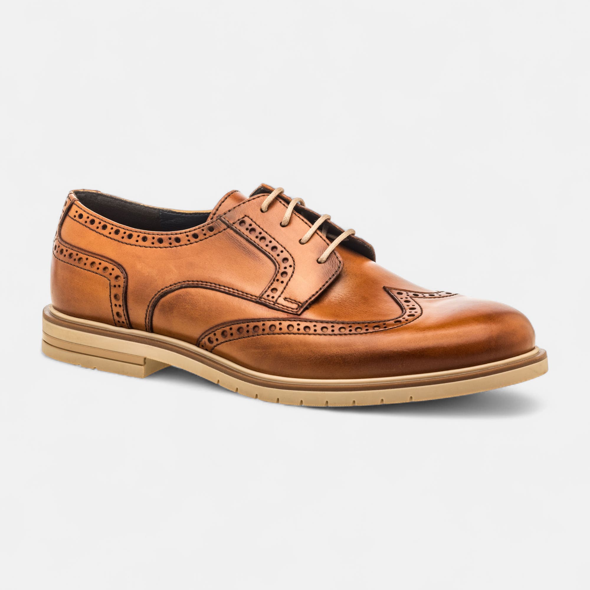 Derbies Homme en cuir cognac