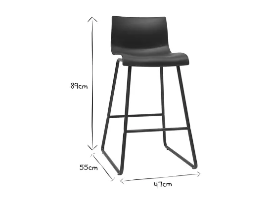 Tabourets de bar design noir 65 cm (lot de 2) ONA
