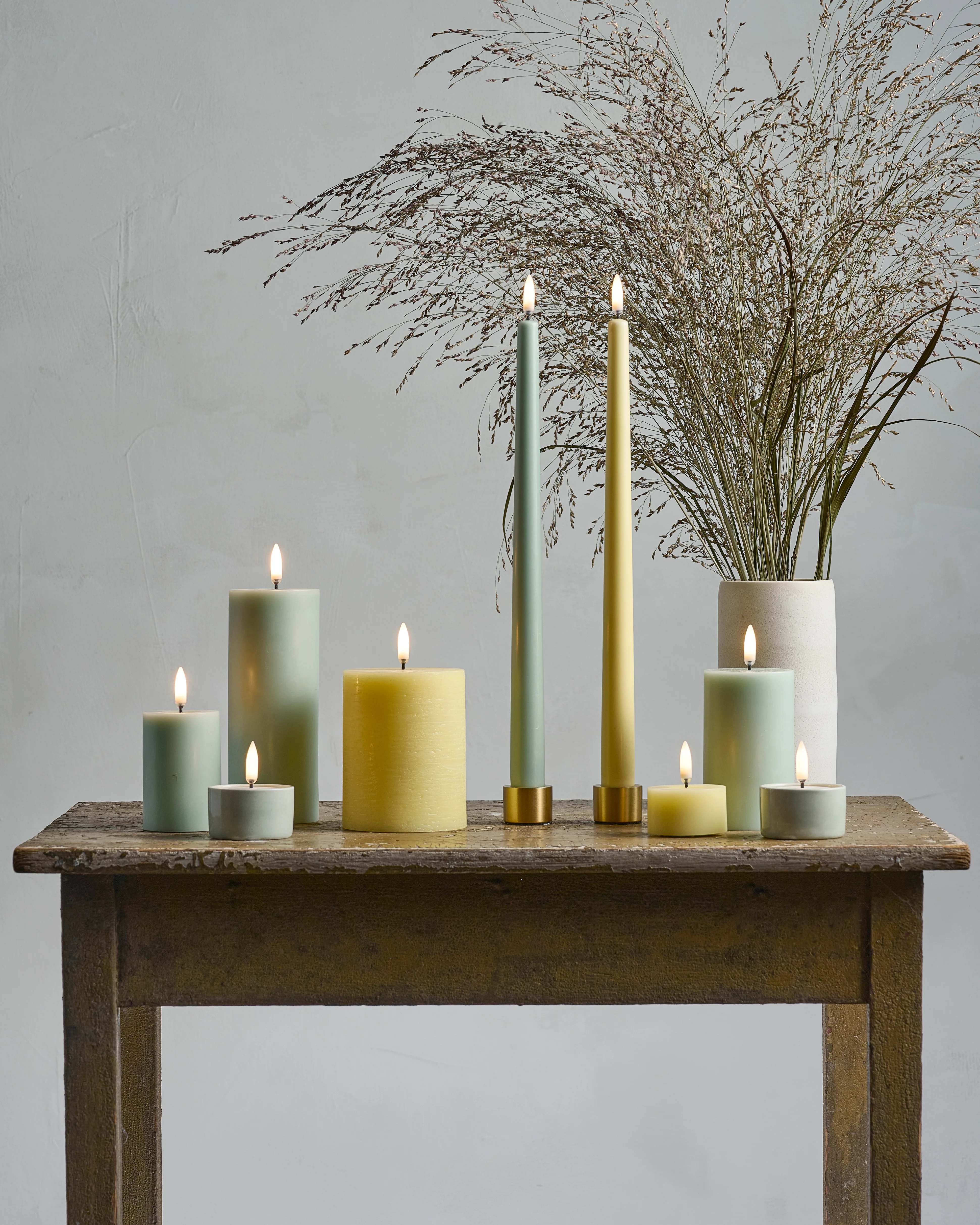 Uyuni  LED Rustic pillar lys, Wheat Yellow - H10 cm.