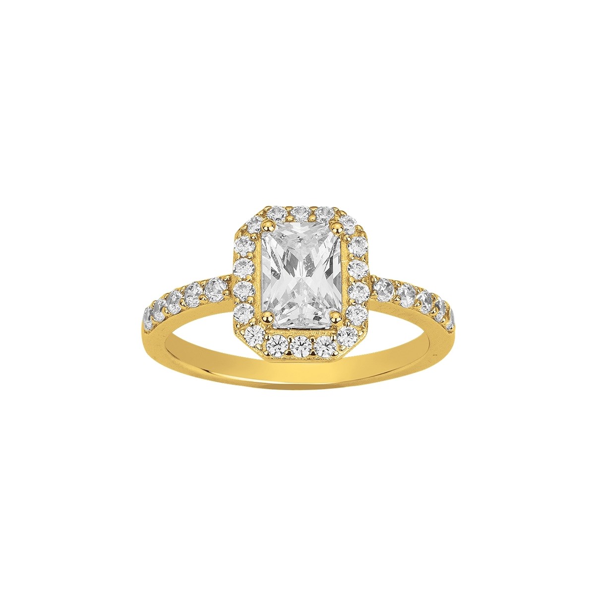 Bague de fiançailles en Plaqué Or avec oxyde de zirconium blanc