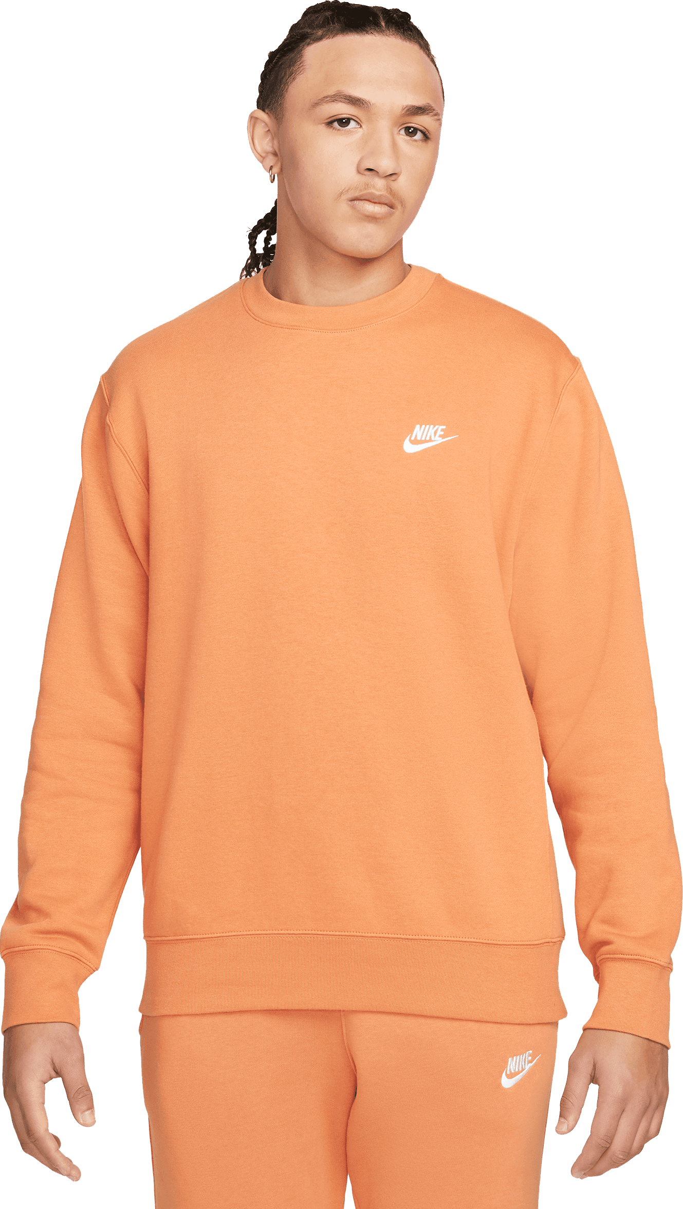 Nike Club Crew Sweatshirt Orange Weiss F808